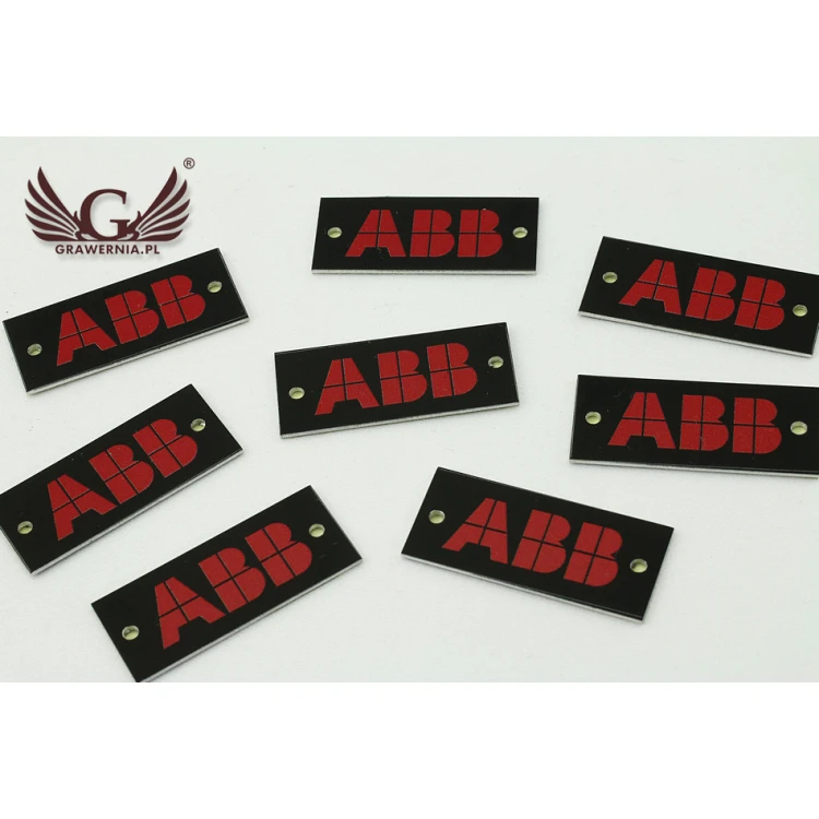 Schwarz eloxierte Aluminium-Logoplatten - unverwüstlicher Druck - Maße: 35x15mm