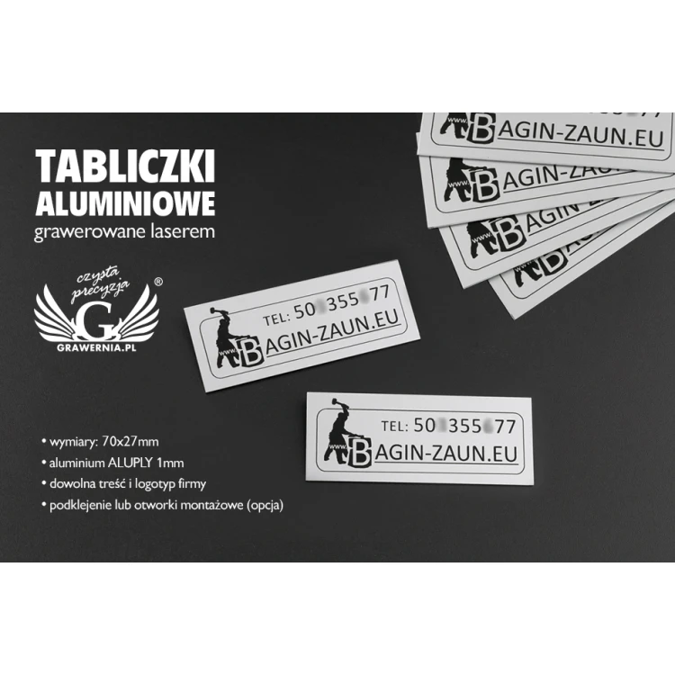 Gravierte Aluminium-Aluply-Plaketten - Abmessungen: 70x27mm - TAB062
