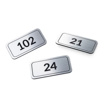Nummernschilder für Türen, Schränke und Schubladen - silbernes Gravierlaminat - ND031 - Abmessungen 70x35mm