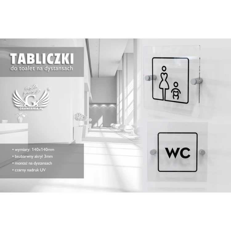Plexiglas-Schilder für Toiletten - Größe 140x140mm - UV-Druck - TT027