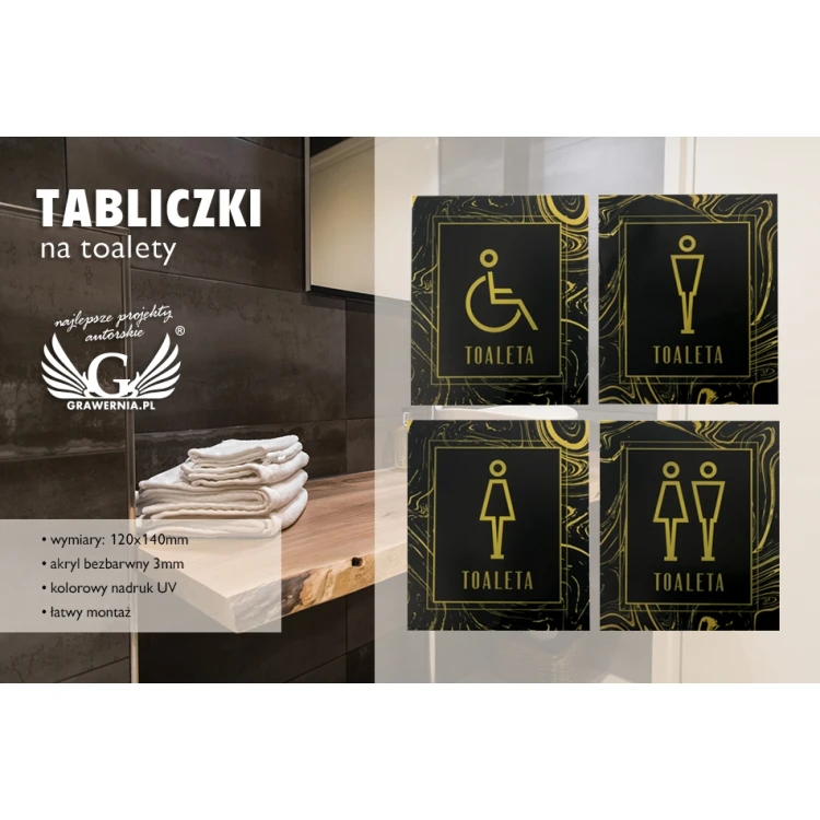 Plexiglasschilder für Toiletten - Größe 120x140mm - UV-Druck - TT030