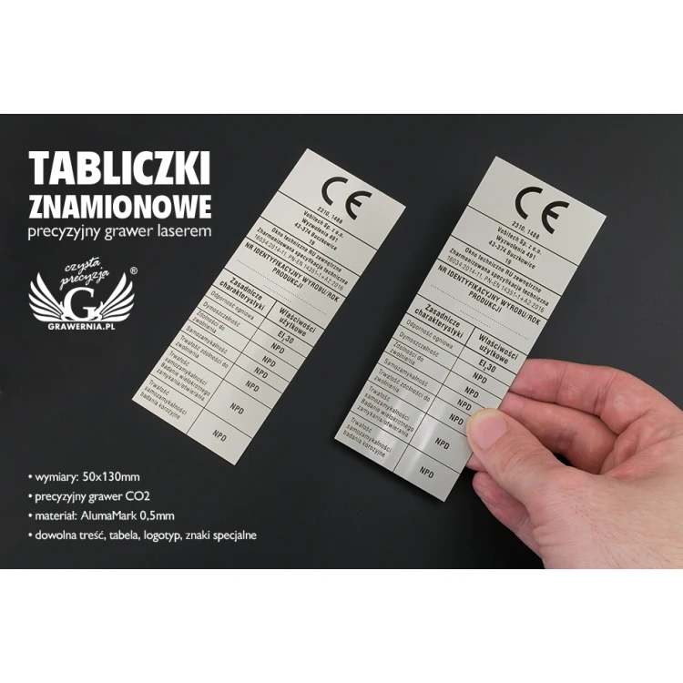 Typenschilder - AlumaMark 0,5mm - Abmessungen: 50x170mm - TZN040