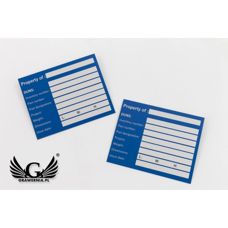 Namensschilder - eloxiertes Aluminium - unverwüstlicher Druck - Abmessungen 100x80mm - TZN038