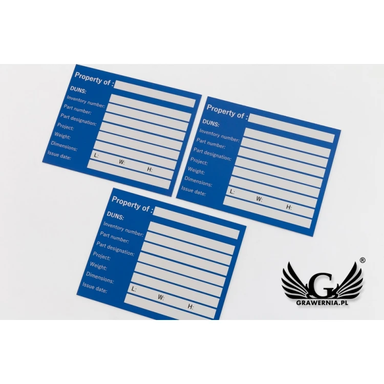 Namensschilder - eloxiertes Aluminium - unverwüstlicher Druck - Abmessungen 100x80mm - TZN038