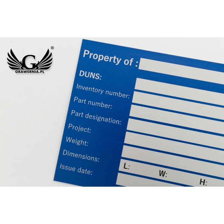 Namensschilder - eloxiertes Aluminium - unverwüstlicher Druck - Abmessungen 100x80mm - TZN038