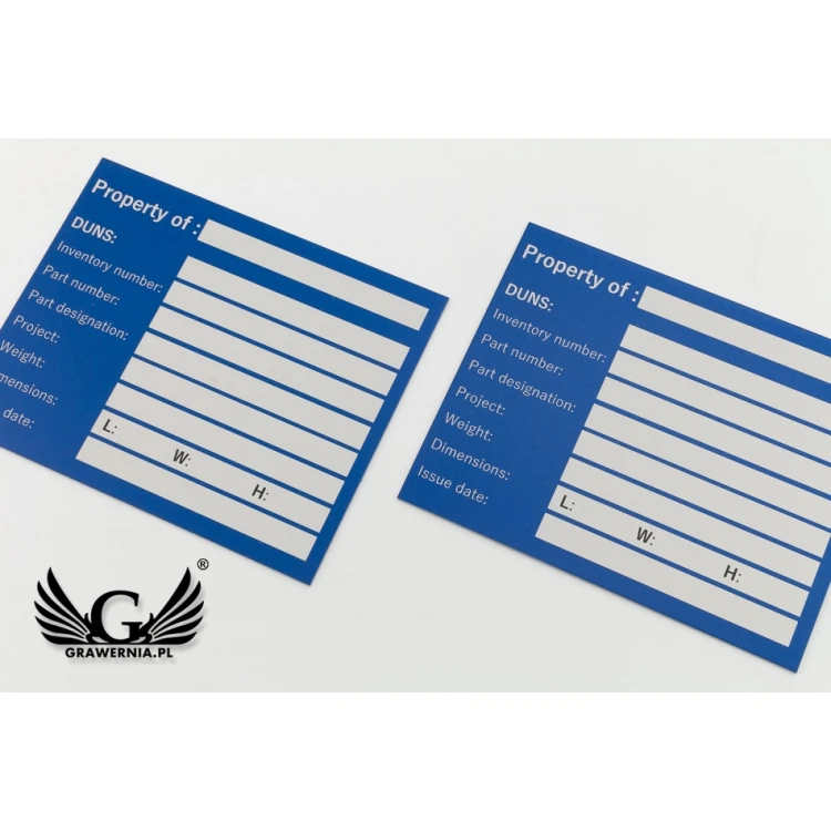 Namensschilder - eloxiertes Aluminium - unverwüstlicher Druck - Abmessungen 100x80mm - TZN038