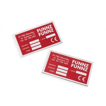 Eloxierte Aluminium-Namensschilder - unverwüstlicher Druck - Maße: 60x35mm