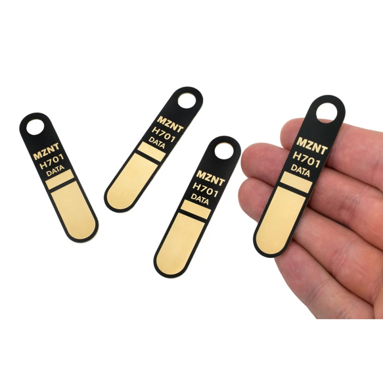 Messingbeschichtete Typenschilder - Abmessungen: 14x65mm - TZN045