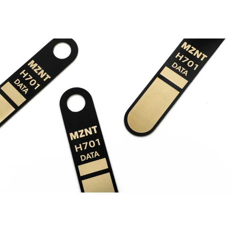 Messingbeschichtete Typenschilder - Abmessungen: 14x65mm - TZN045