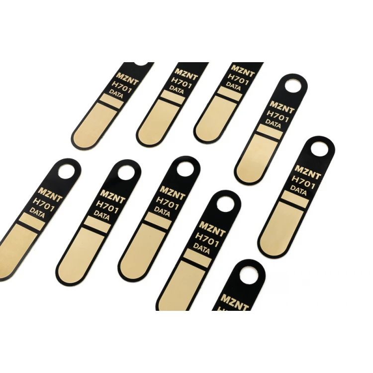 Messingbeschichtete Typenschilder - Abmessungen: 14x65mm - TZN045