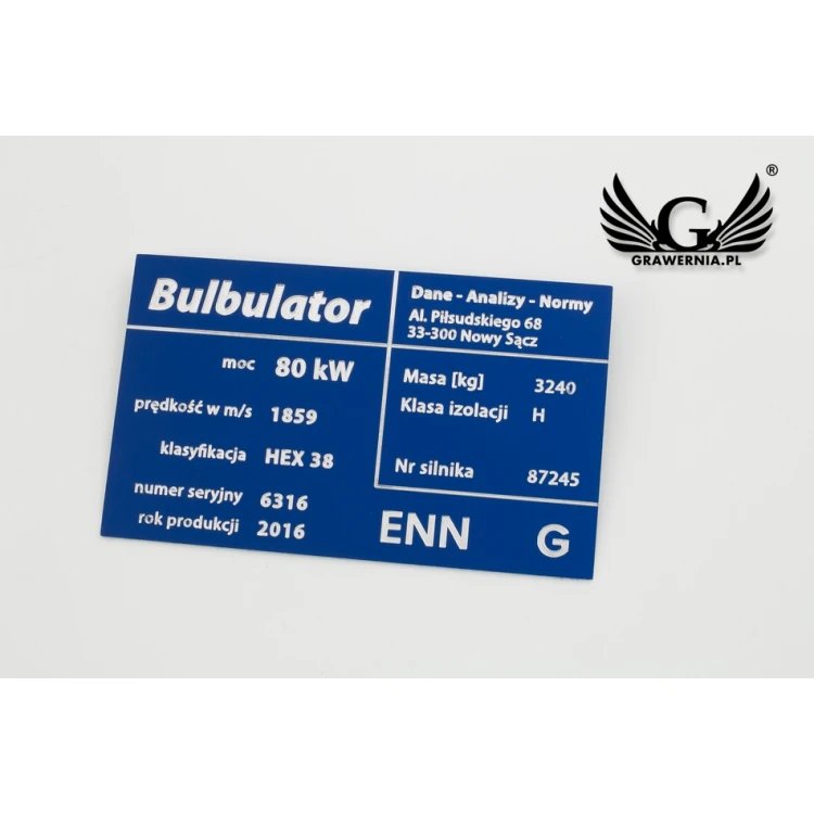 Aluminium Typenschild - Multicolor - CNC Gravur - Abmessungen: 100x60mm - TZN034