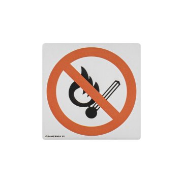 Keine offene Flamme, kein Rauchen - Aluminiumplatte 60x60mm - NANODRUK - TAN001