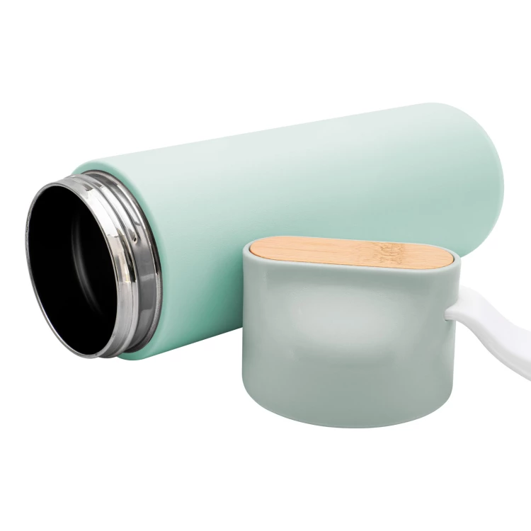 Edelstahlthermoskanne mit Gravur - türkis - 600 ml - TRM011