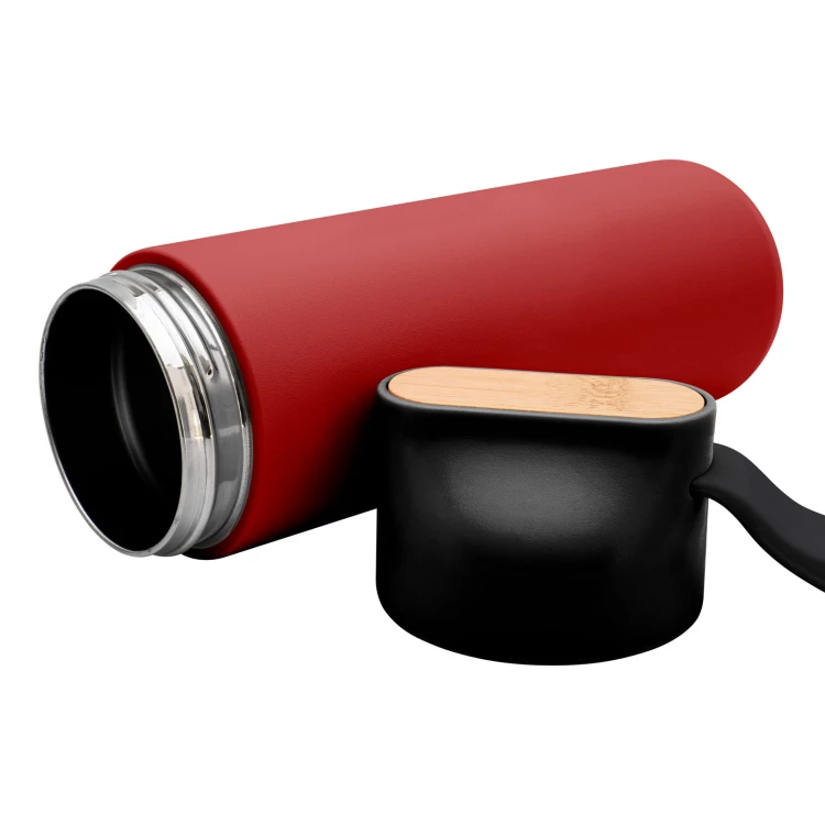 Edelstahlthermoskanne mit Gravur - rot - 600 ml - TRM015