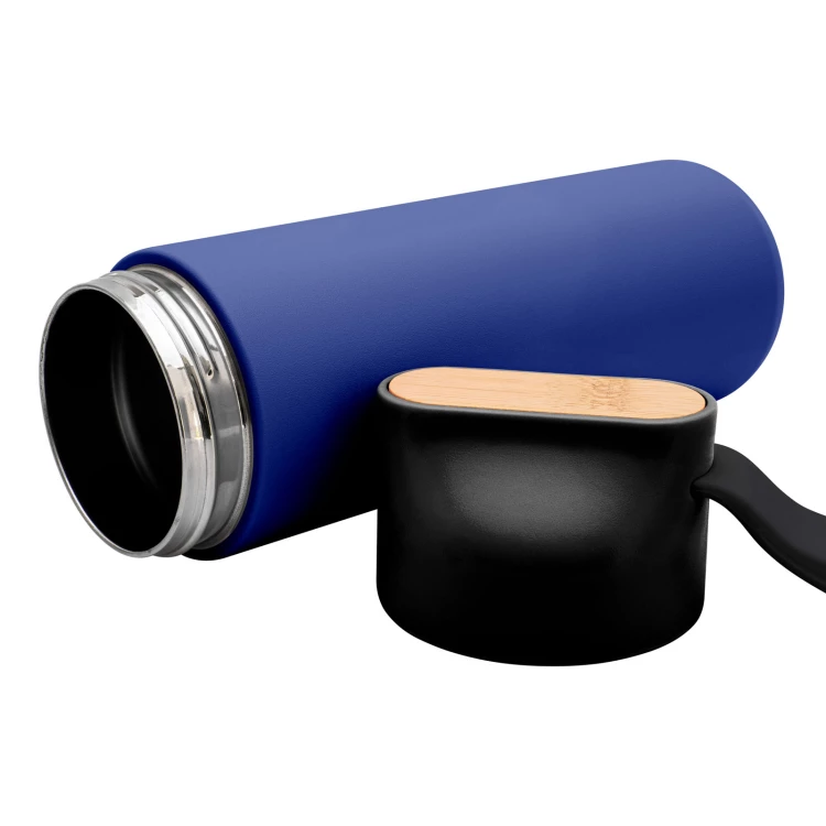 Thermoskanne aus Edelstahl mit Gravur - blau - 600 ml - TRM016