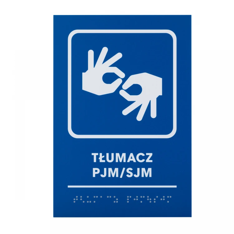 Übersetzer PJM/SJM - Tafel mit Braille-Schrift - Größe 140x205mm - Hartes PVC - TAB483