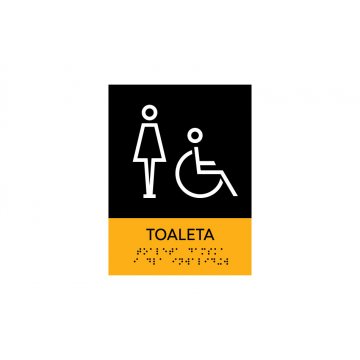 Damen- und Behindertentoilette - Schild mit Braille-Schrift - Größe 150x200mm - Hartes PVC - SUN -TAB318