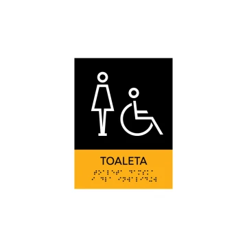Damen- und Behindertentoilette - Schild mit Braille-Schrift - Größe 150x200mm - Hartes PVC - SUN -TAB318