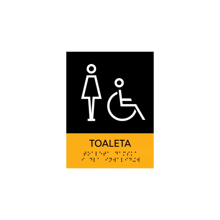 Damen- und Behindertentoilette - Schild mit Braille-Schrift - Größe 150x200mm - Hartes PVC - SUN -TAB318