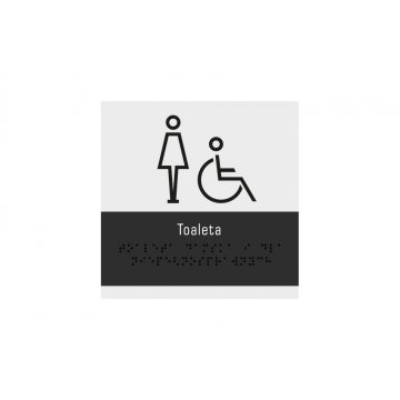 Damen- und Behindertentoilette - Schild mit Braille-Schrift - Größe 160x160mm - mattes Acryl und ADA - NORD - TAB329