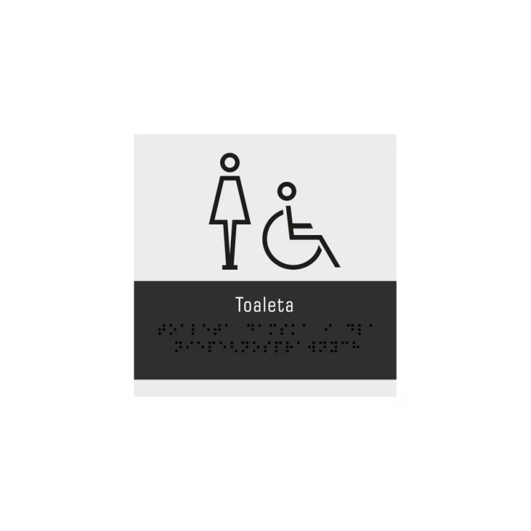Damen- und Behindertentoilette - Schild mit Braille-Schrift - Größe 160x160mm - mattes Acryl und ADA - NORD - TAB329