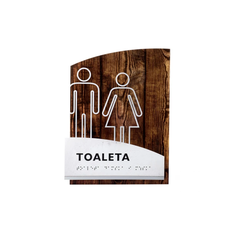 Damen- und Herrentoilette - Schild mit Brailleschrift - Größe 205x268mm - Plexiglas - WOODPLEX -TAB386