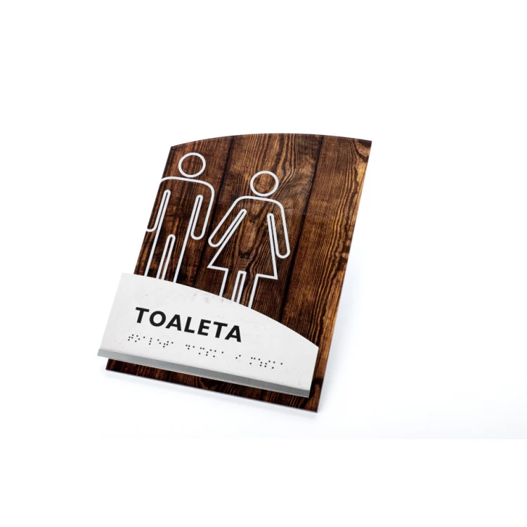 Damen- und Herrentoilette - Schild mit Brailleschrift - Größe 205x268mm - Plexiglas - WOODPLEX -TAB386