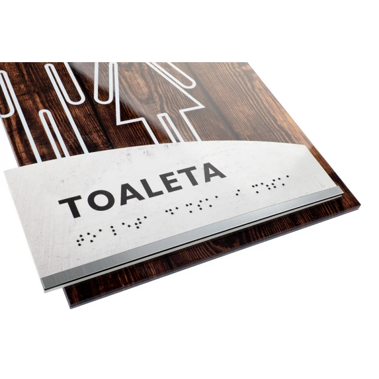 Damen- und Herrentoilette - Schild mit Brailleschrift - Größe 205x268mm - Plexiglas - WOODPLEX -TAB386