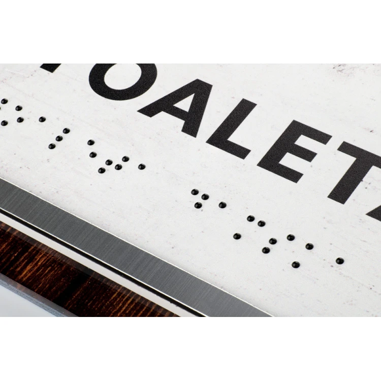 Damen- und Herrentoilette - Schild mit Brailleschrift - Größe 205x268mm - Plexiglas - WOODPLEX -TAB386
