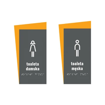 Damen- oder Herrentoilette - Schild mit Brailleschrift - Größe 130x250mm - Hartes PVC - HORIZON - TAB311