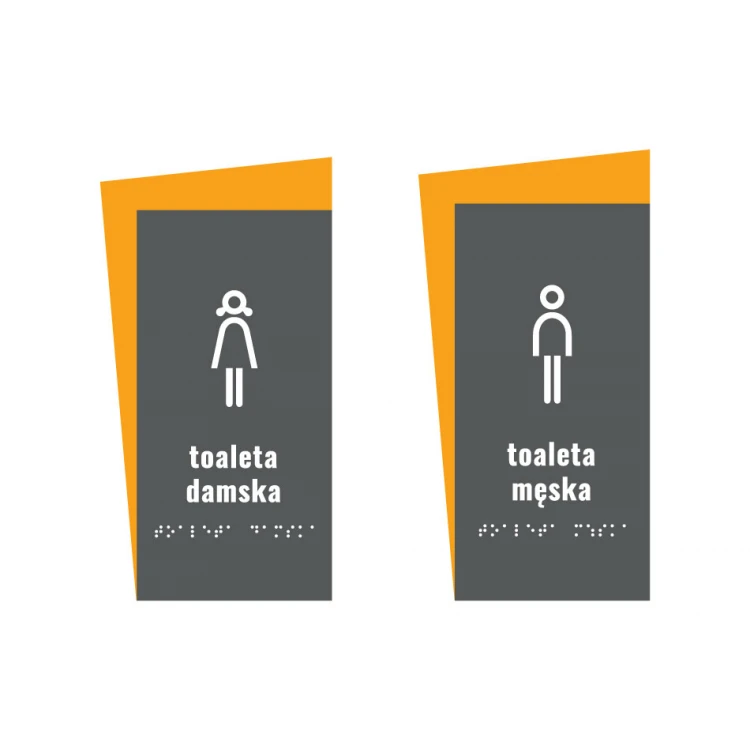 Damen- oder Herrentoilette - Schild mit Brailleschrift - Größe 130x250mm - Hartes PVC - HORIZON - TAB311