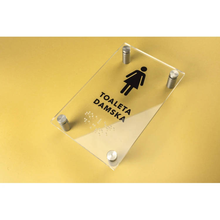 Damentoilette - Plexiglasschild mit Braille-Schrift auf Abstandshaltern - Maße 100x160mm - TAB267