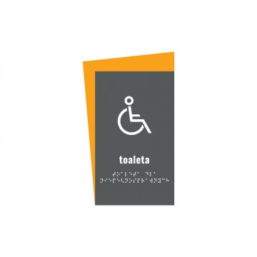 Toilette für Behinderte - Schild mit Braille-Schrift - Größe 130x250mm - Hart-PVC - HORIZON - TAB312