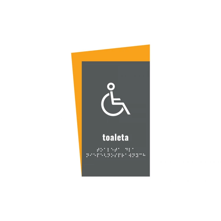 Toilette für Behinderte - Schild mit Braille-Schrift - Größe 130x250mm - Hart-PVC - HORIZON - TAB312