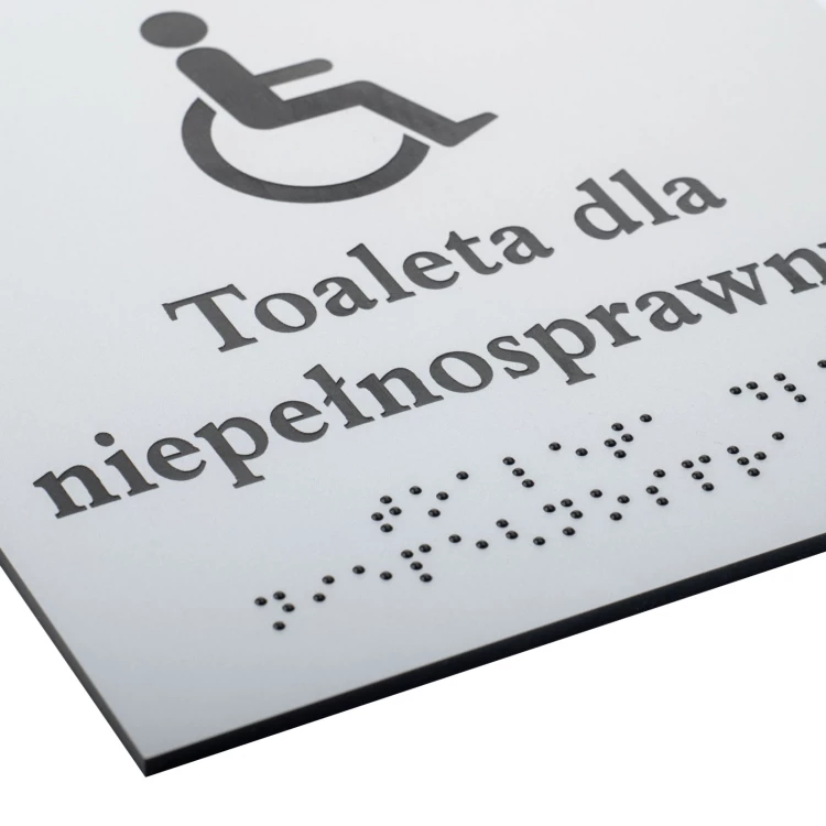 Toilette für Behinderte - Schild mit Brailleschrift - silberner Gravierlaminat 3mm - Abm. 160x160mm - TAB550