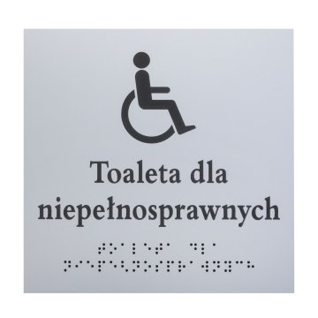 Toilette für Behinderte - Schild mit Brailleschrift - silberner Gravierlaminat 3mm - Abm. 160x160mm - TAB550