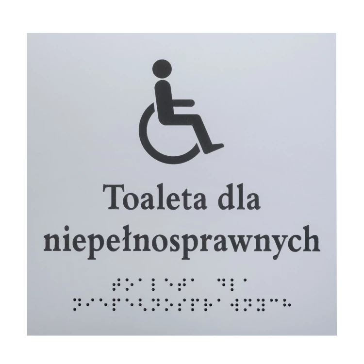 Toilette für Behinderte - Schild mit Brailleschrift - silberner Gravierlaminat 3mm - Abm. 160x160mm - TAB550