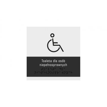 Toilette für Behinderte - Schild mit Braille-Schrift - Größe 160x160mm - mattes Acryl und schwarzes ADA - NORD - TAB328