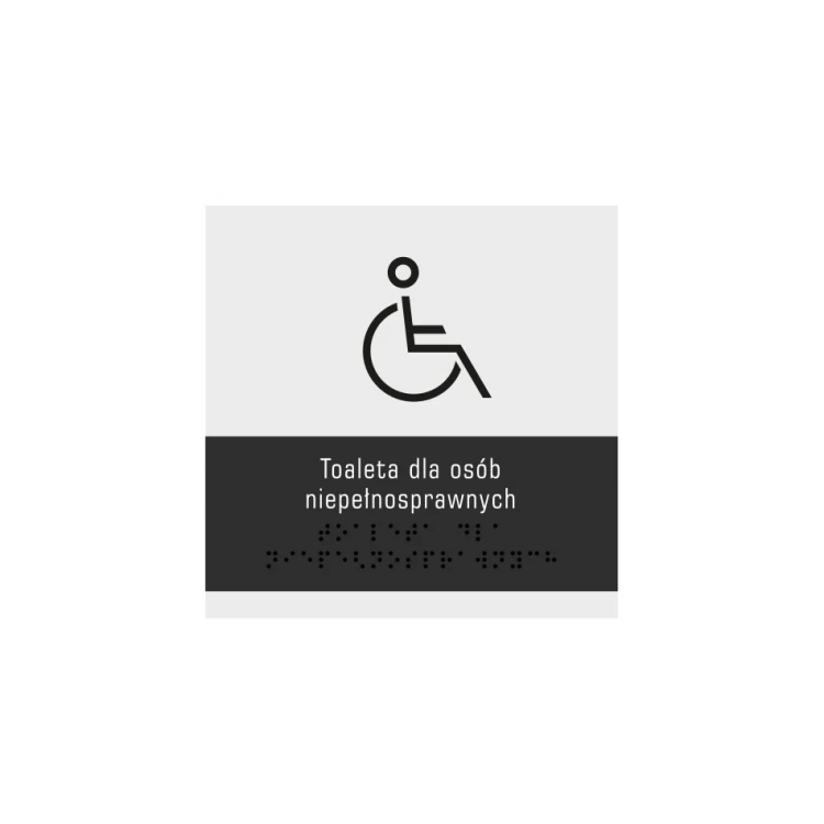 Toilette für Behinderte - Schild mit Braille-Schrift - Größe 160x160mm - mattes Acryl und schwarzes ADA - NORD - TAB328