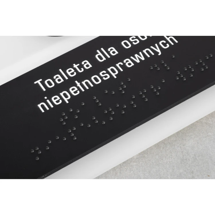 Toilette für Behinderte - Schild mit Braille-Schrift - Größe 160x160mm - mattes Acryl und schwarzes ADA - NORD - TAB328