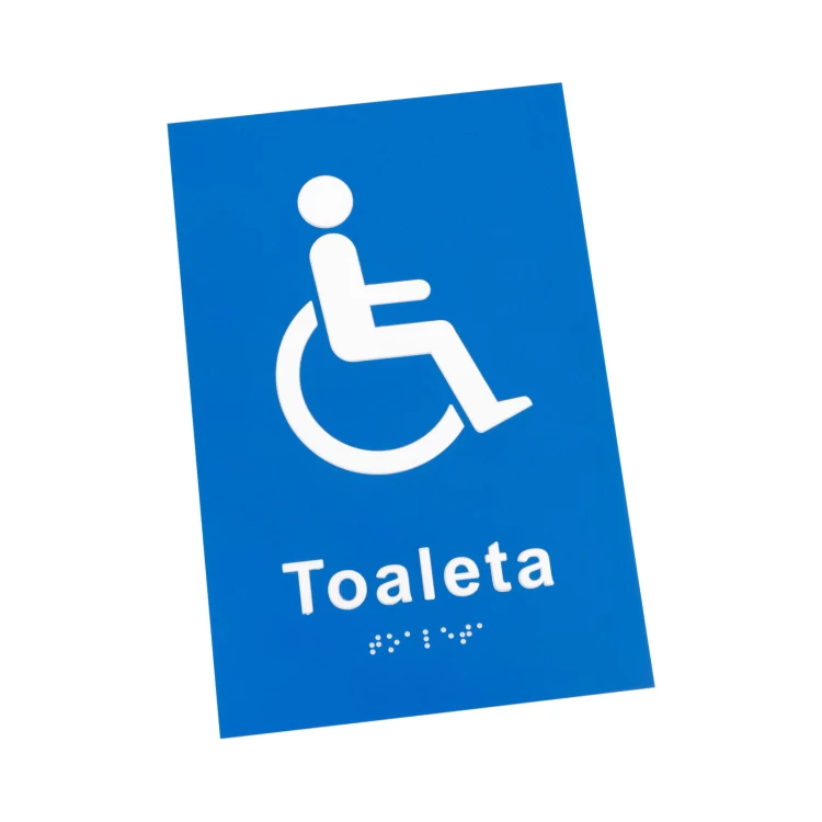Toilette für Behinderte mit erhabenem Piktogramm und Braille-Schrift - UV-Druck - Abmessungen 140x210mm - TT057