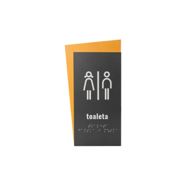 Koedukative Toilette - Schild mit Braille-Schrift - Größe 130x250mm - Hartes PVC - HORIZON - TAB313