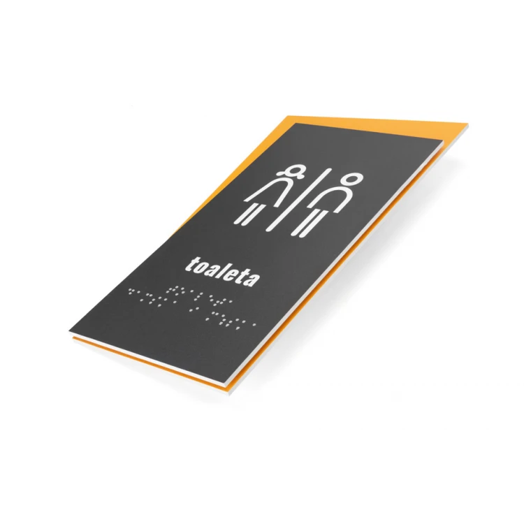 Koedukative Toilette - Schild mit Braille-Schrift - Größe 130x250mm - Hartes PVC - HORIZON - TAB313