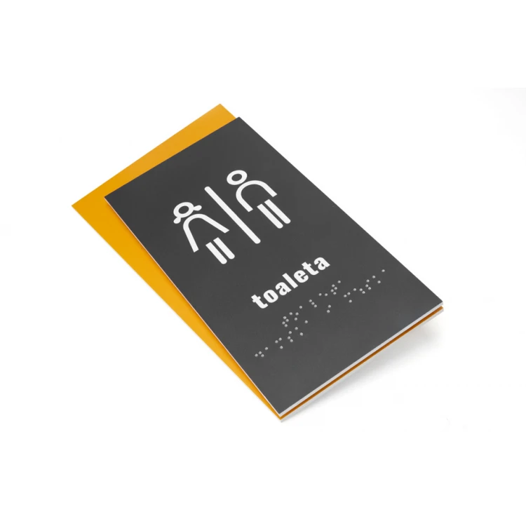 Koedukative Toilette - Schild mit Braille-Schrift - Größe 130x250mm - Hartes PVC - HORIZON - TAB313