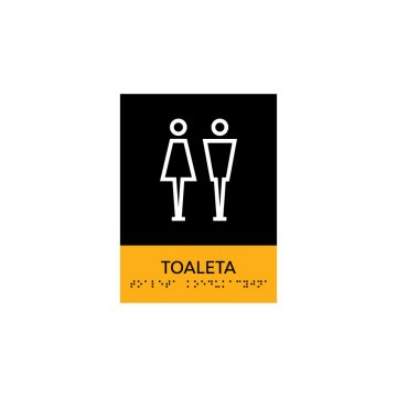 Koedukative Toilette - Schild mit Braille-Schrift - Größe 150x200mm - Hartes PVC - SUN - TAB317