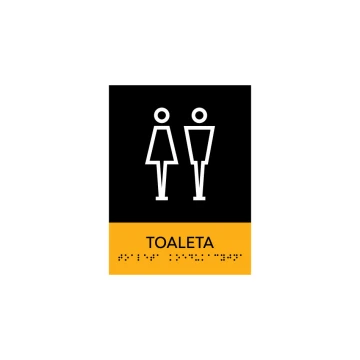 Koedukative Toilette - Schild mit Braille-Schrift - Größe 150x200mm - Hartes PVC - SUN - TAB317