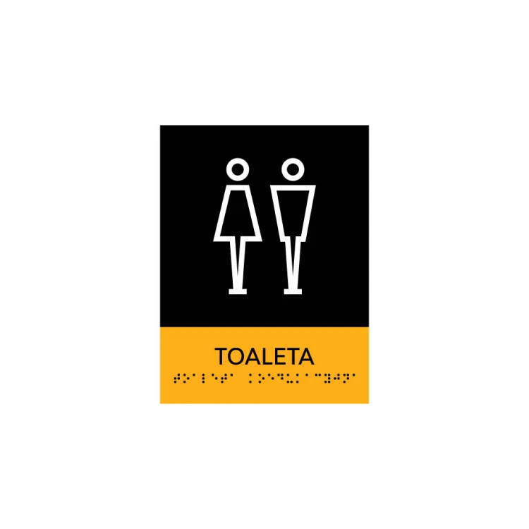 Koedukative Toilette - Schild mit Braille-Schrift - Größe 150x200mm - Hartes PVC - SUN - TAB317