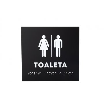 Koedukative Toilette - Schild mit Braille-Schrift - Mattschwarzes Acryl - Abmessungen 180x170mm - DARK - TAB392