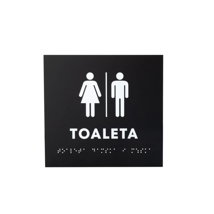 Koedukative Toilette - Schild mit Braille-Schrift - Mattschwarzes Acryl - Abmessungen 180x170mm - DARK - TAB392