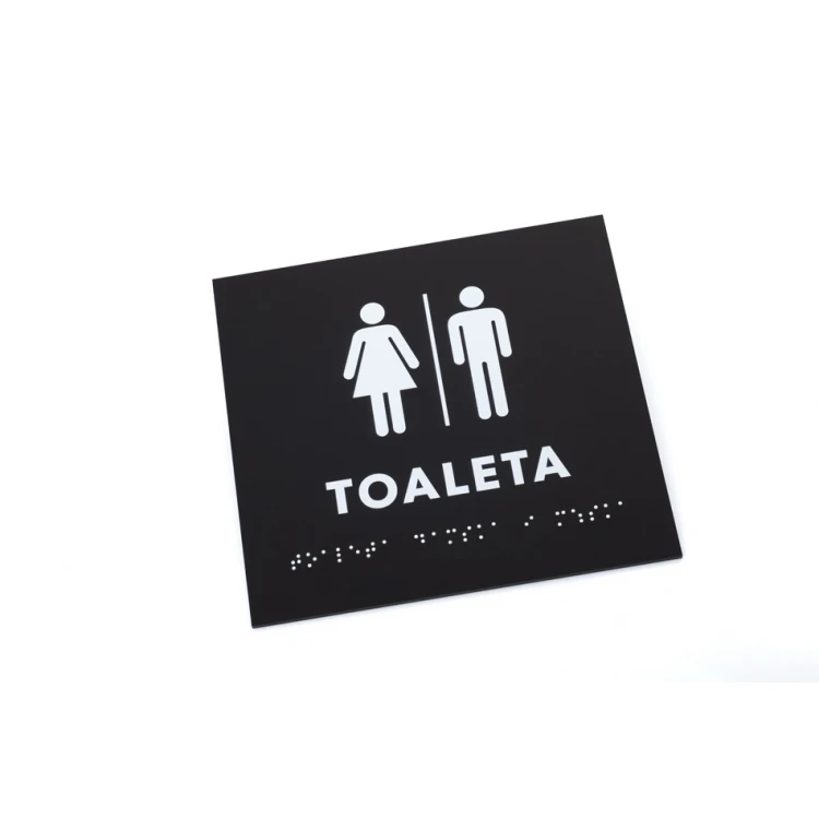 Koedukative Toilette - Schild mit Braille-Schrift - Mattschwarzes Acryl - Abmessungen 180x170mm - DARK - TAB392